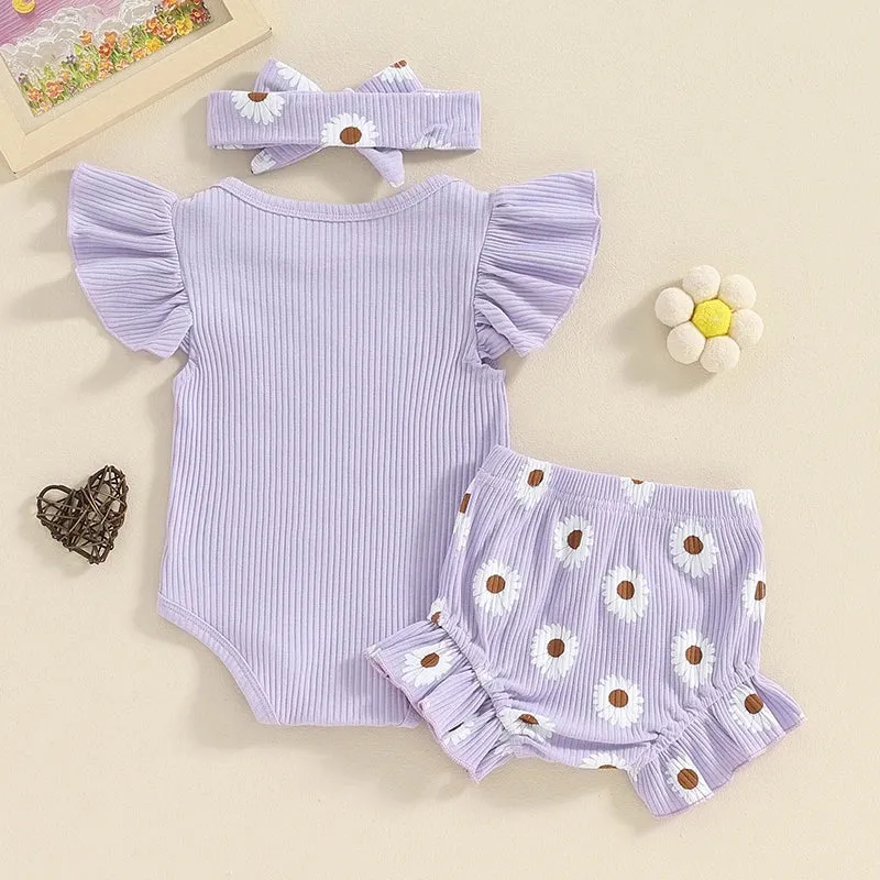 0-18M Summer Baby Girl Flying Sleeve Clothing Set