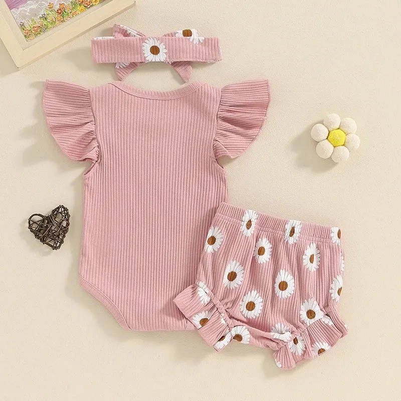 0-18M Summer Baby Girl Flying Sleeve Clothing Set