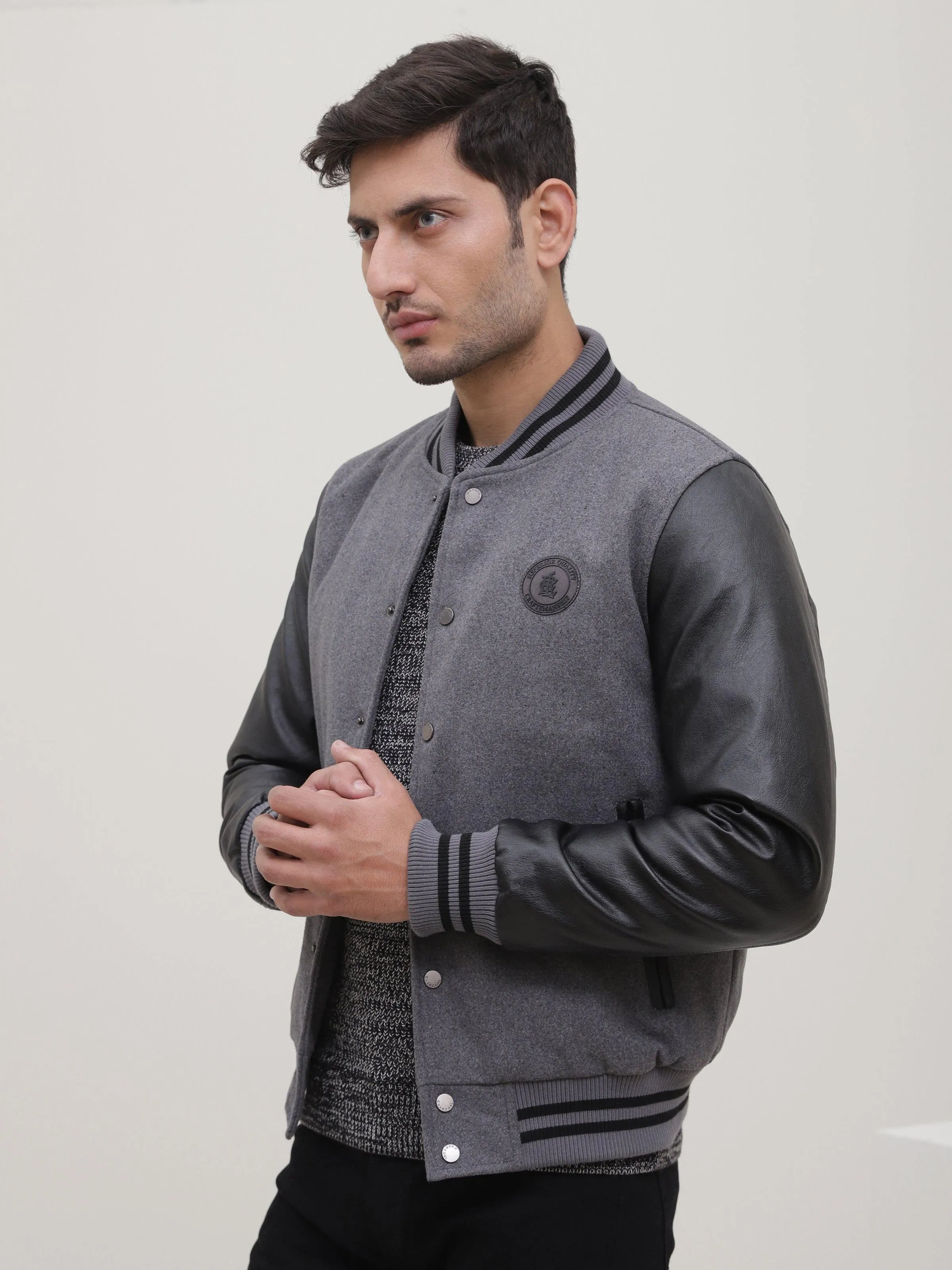 BASEBALL JACKET GREY BLACK