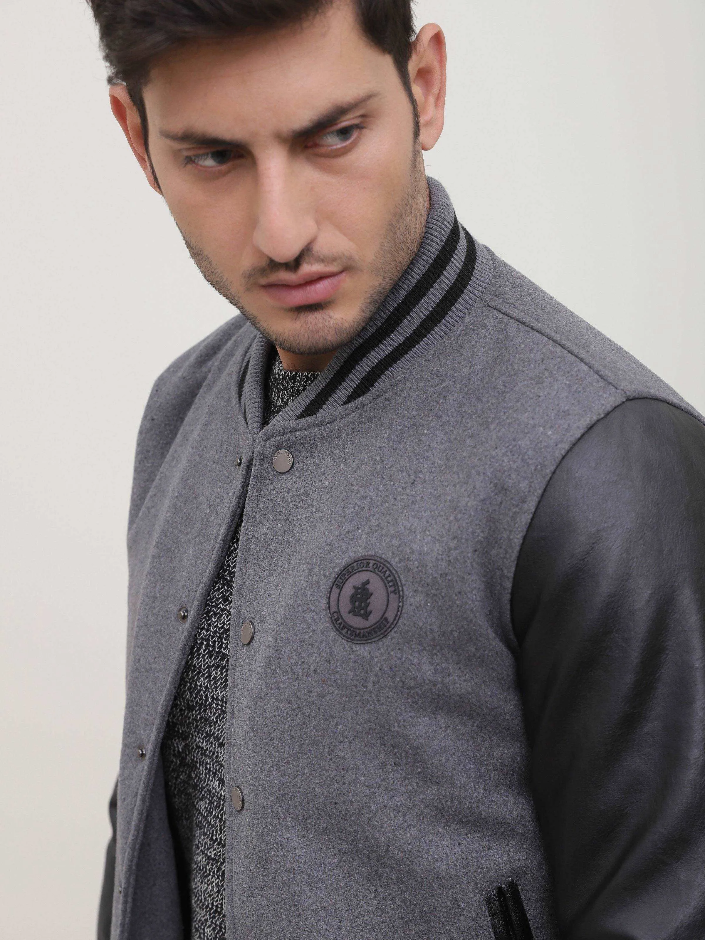 BASEBALL JACKET GREY BLACK