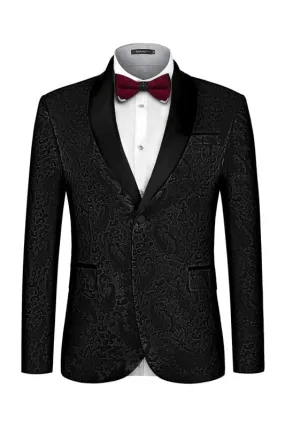 Black Shawl Lapel Jacquard Wedding Suits Men Formal Two Piece Suits