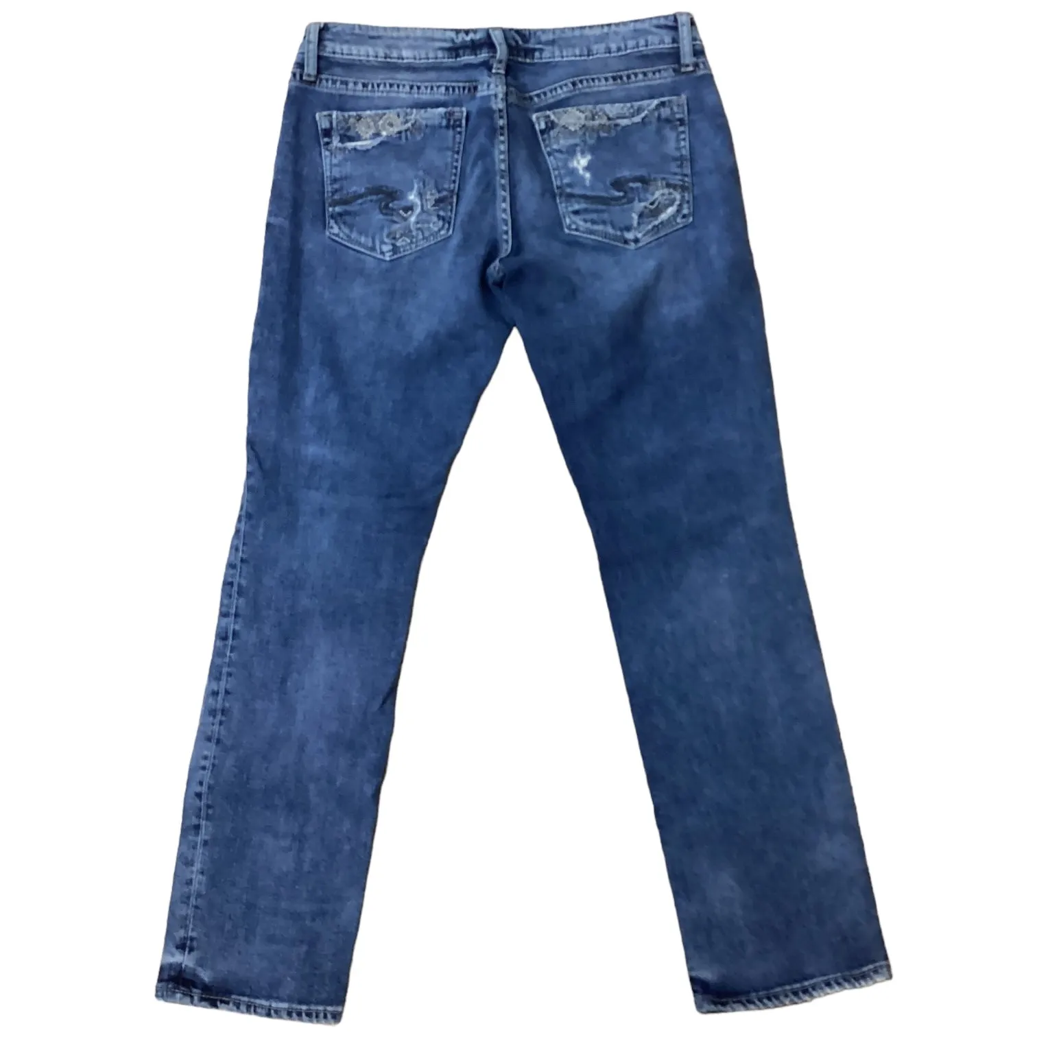 Blue Denim Jeans Straight Silver, Size 10