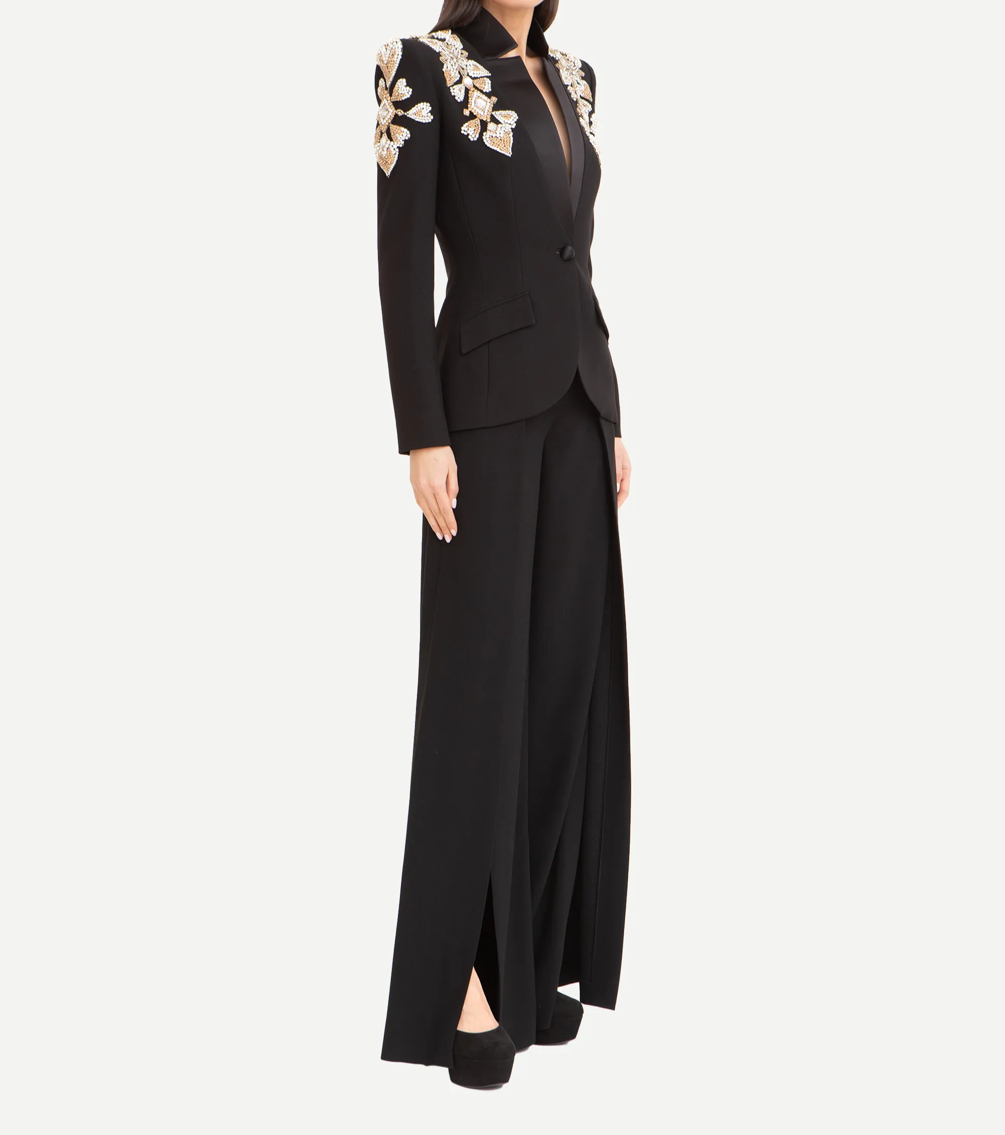 CHLOE Black Aplique Bodycon Suit