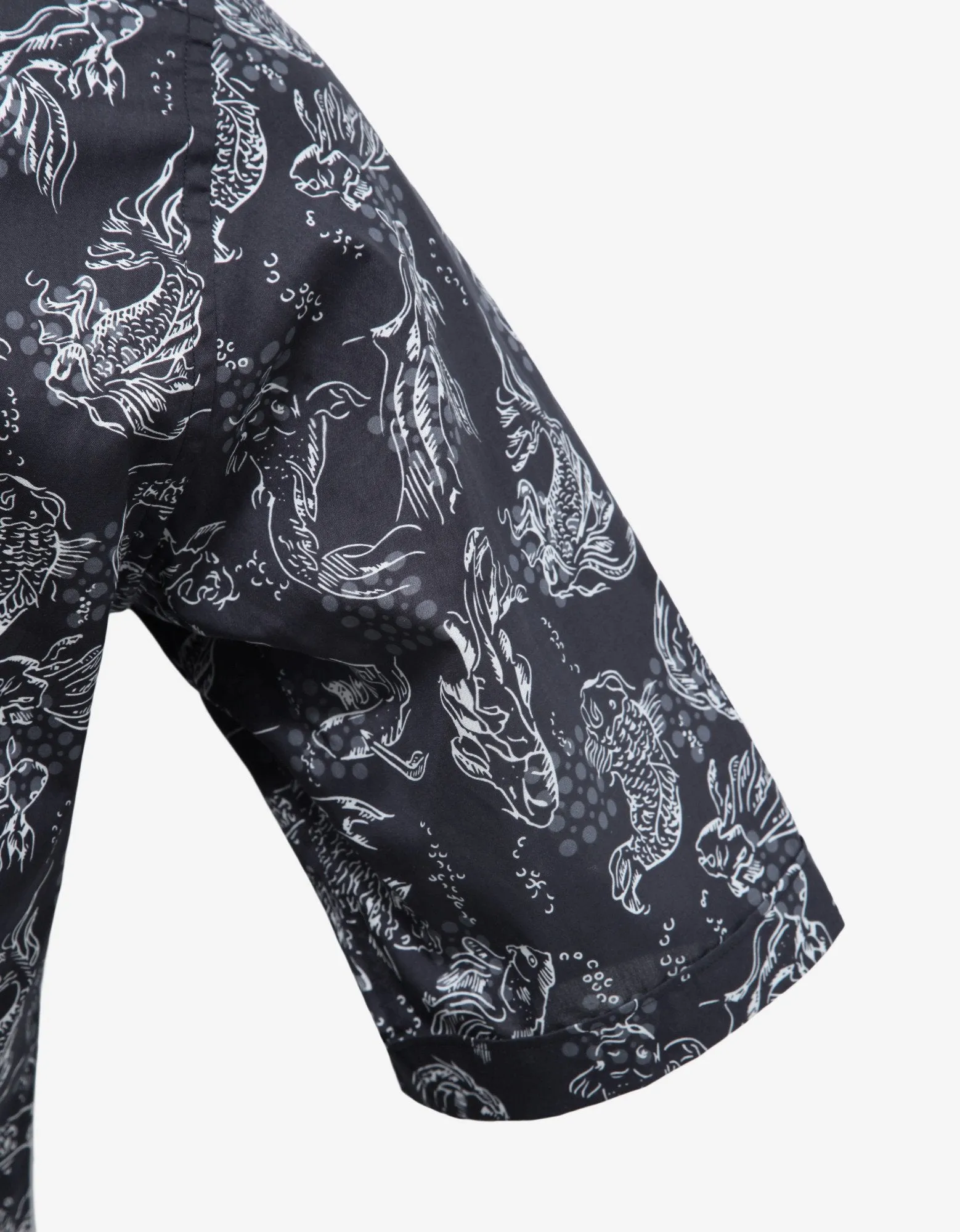 Dark Blue Koi Fish Print Short Sleeve Shirt