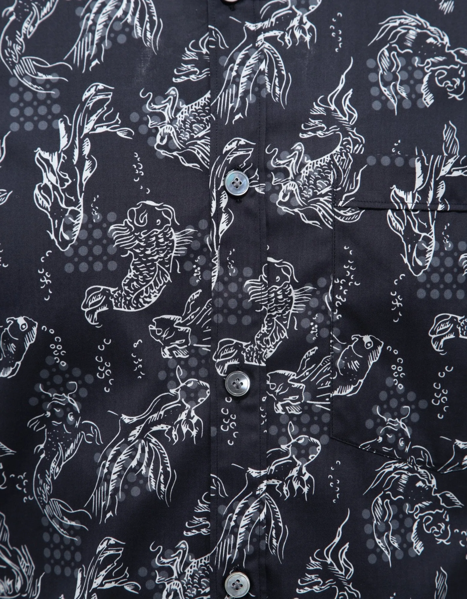 Dark Blue Koi Fish Print Short Sleeve Shirt