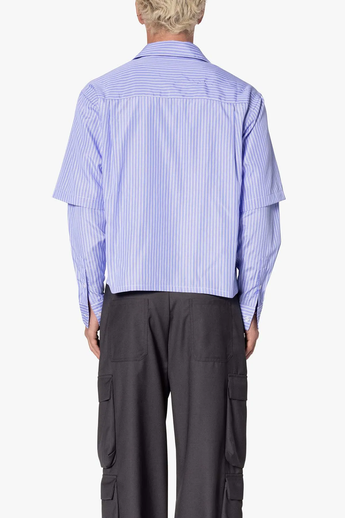 Double Layer Pinstripe Shirt - Blue
