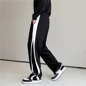 Fall Contrast Slit Casual Pants