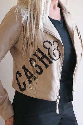 Optimized Title: Fringed Jacket featuring the Legends: Willie Nelson, Waylon Jennings, Johnny Cash, and Hank Williams