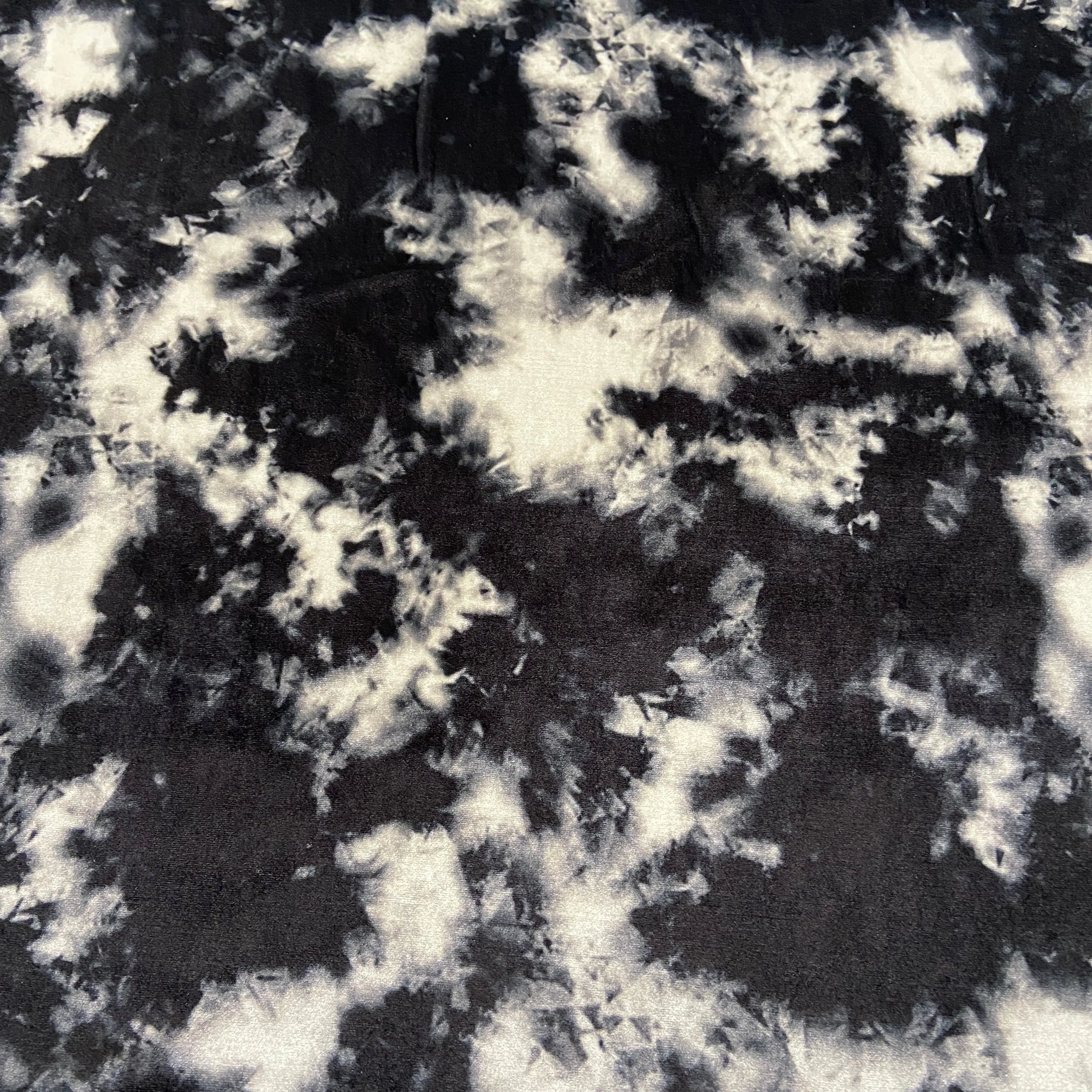 FS822 Tie Dye Velvet Stretch Knit Fabric Black