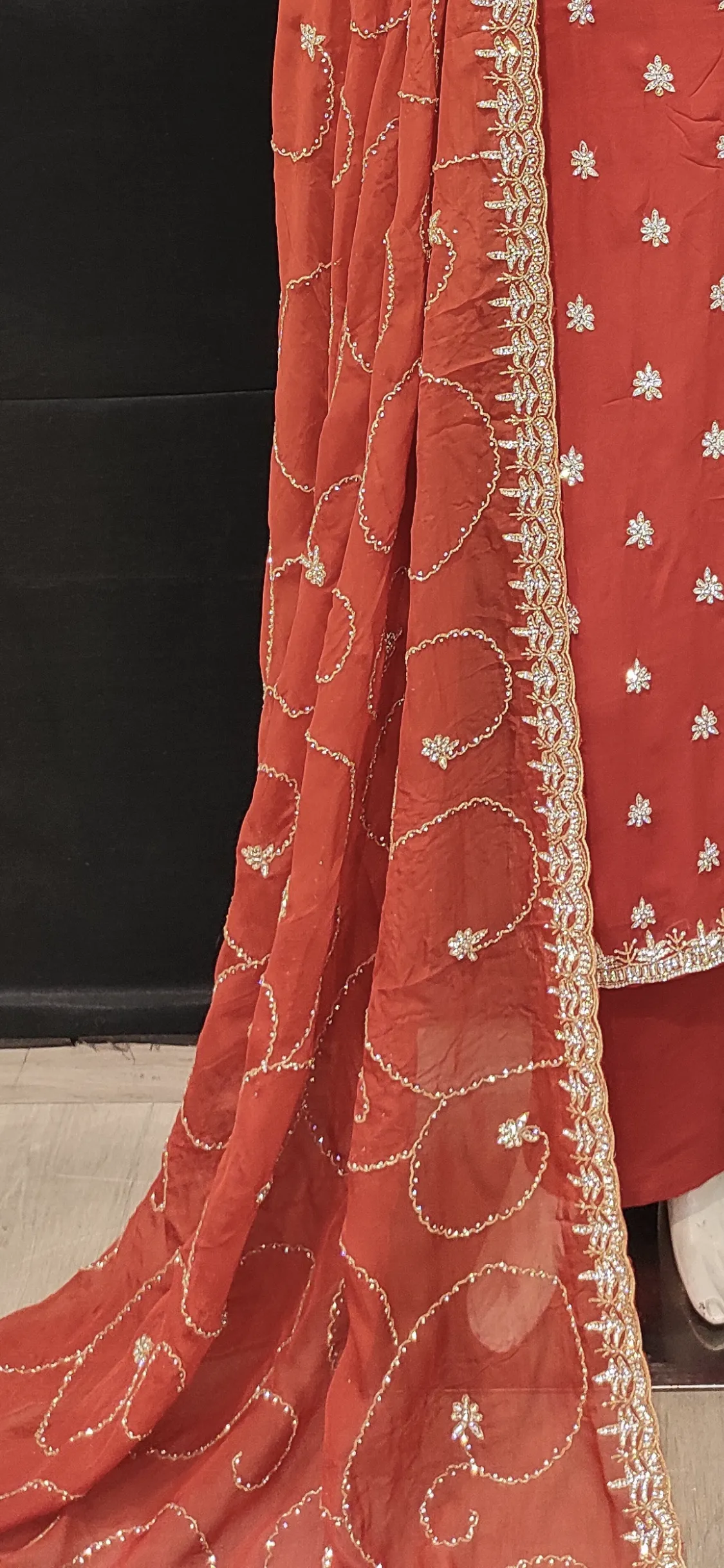 Georgette Unstitched Suit with Hand Work and Dupatta