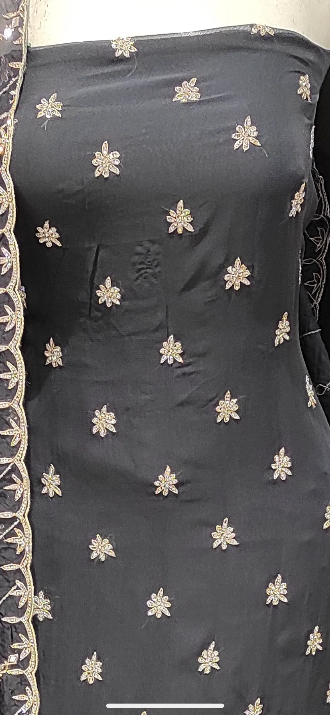 Georgette Unstitched Suit with Hand Work and Dupatta