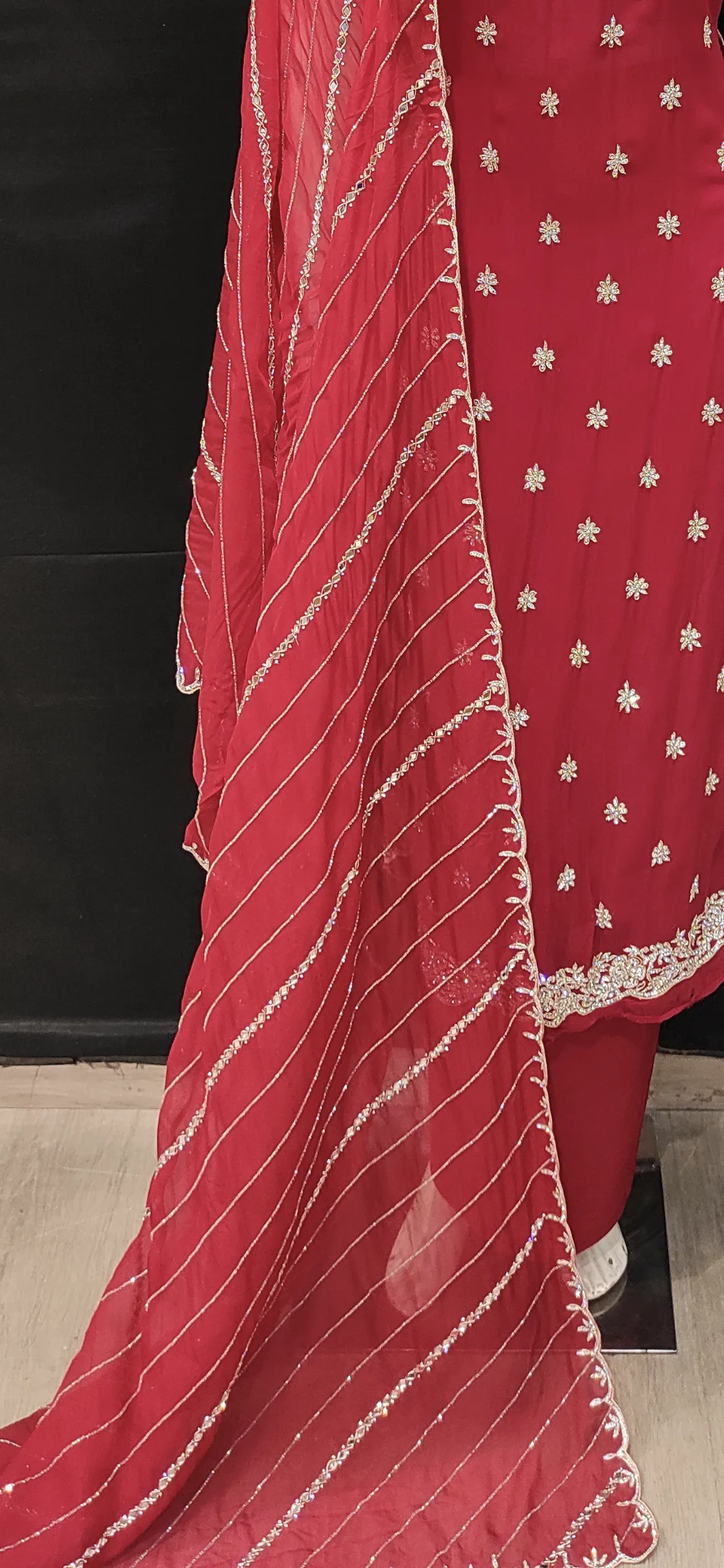 Georgette Unstitched Suit with Hand Work and Dupatta
