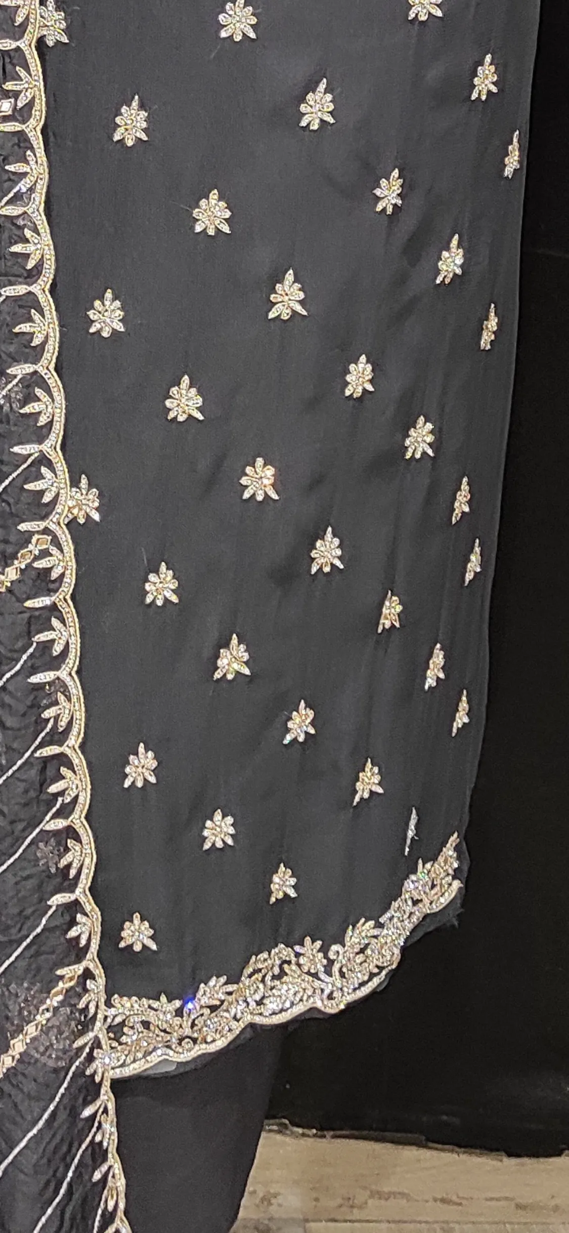 Georgette Unstitched Suit with Hand Work and Dupatta