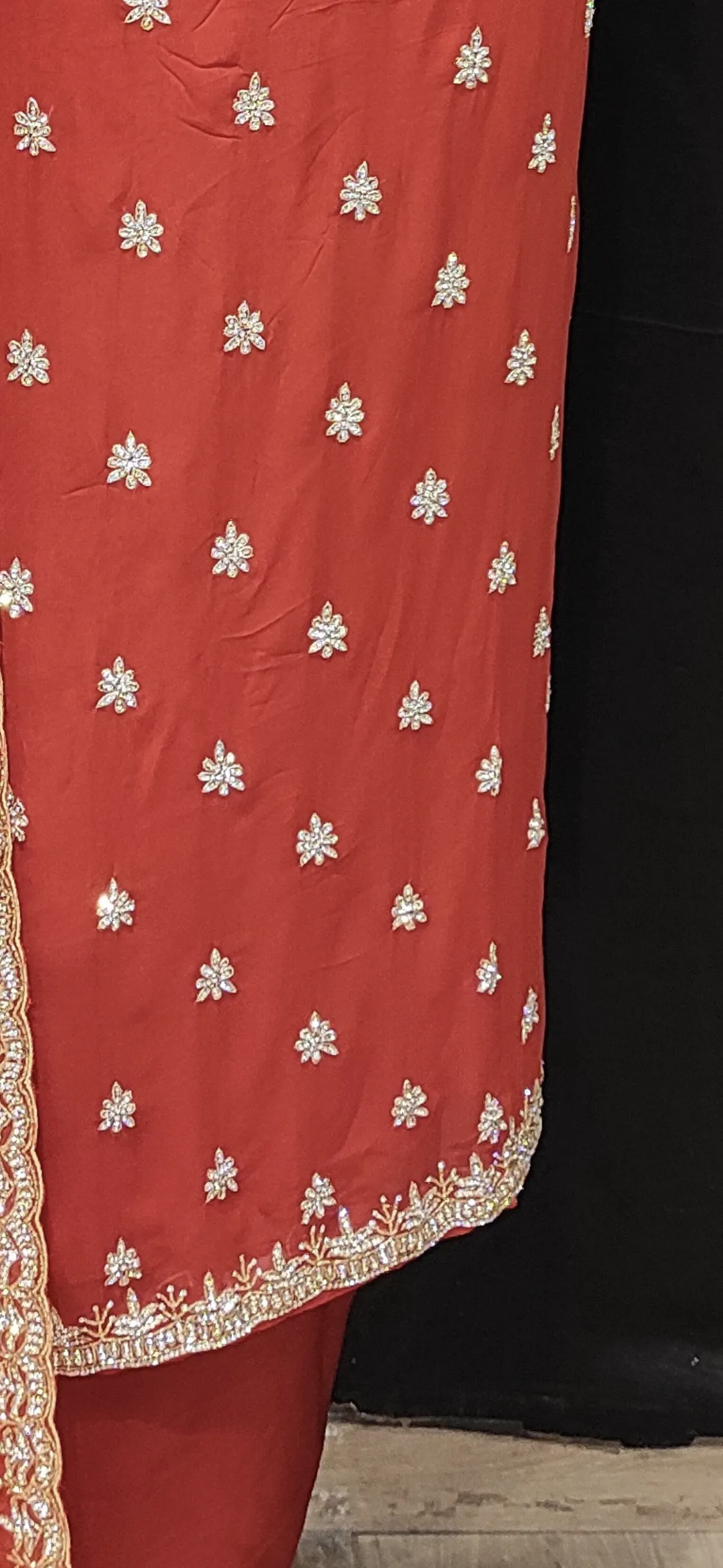 Georgette Unstitched Suit with Hand Work and Dupatta