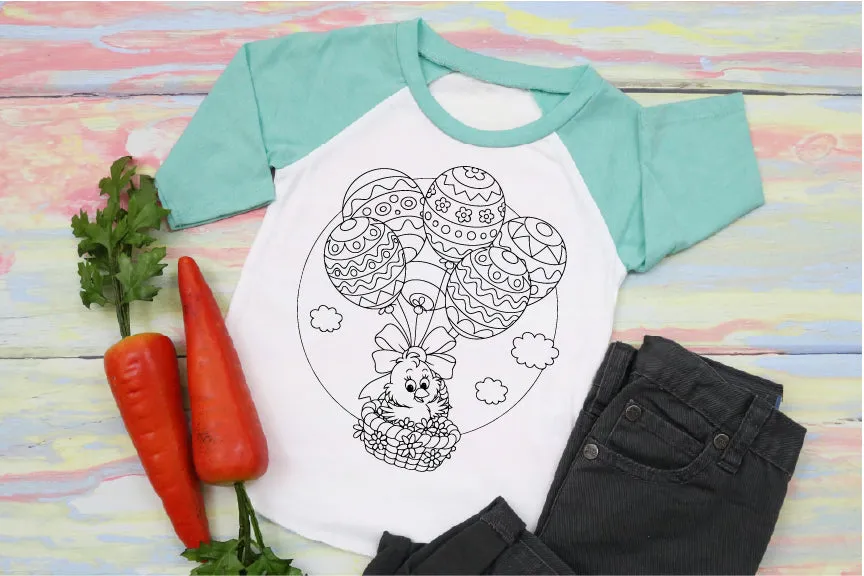 Hot Air Balloon Coloring Shirt. Kids Unisex Shirt