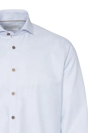 Sure! The optimized title for this e-commerce product in English with modifiers could be: Mens White and Blue Striped Bugatti Polo Shirt - Style 9951 - Size 58503.