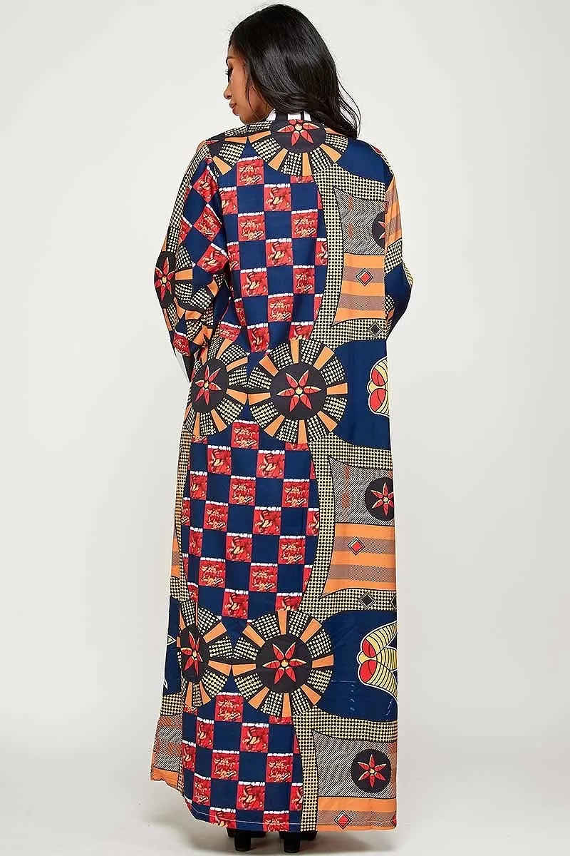 Mixed Print Maxi Kimono