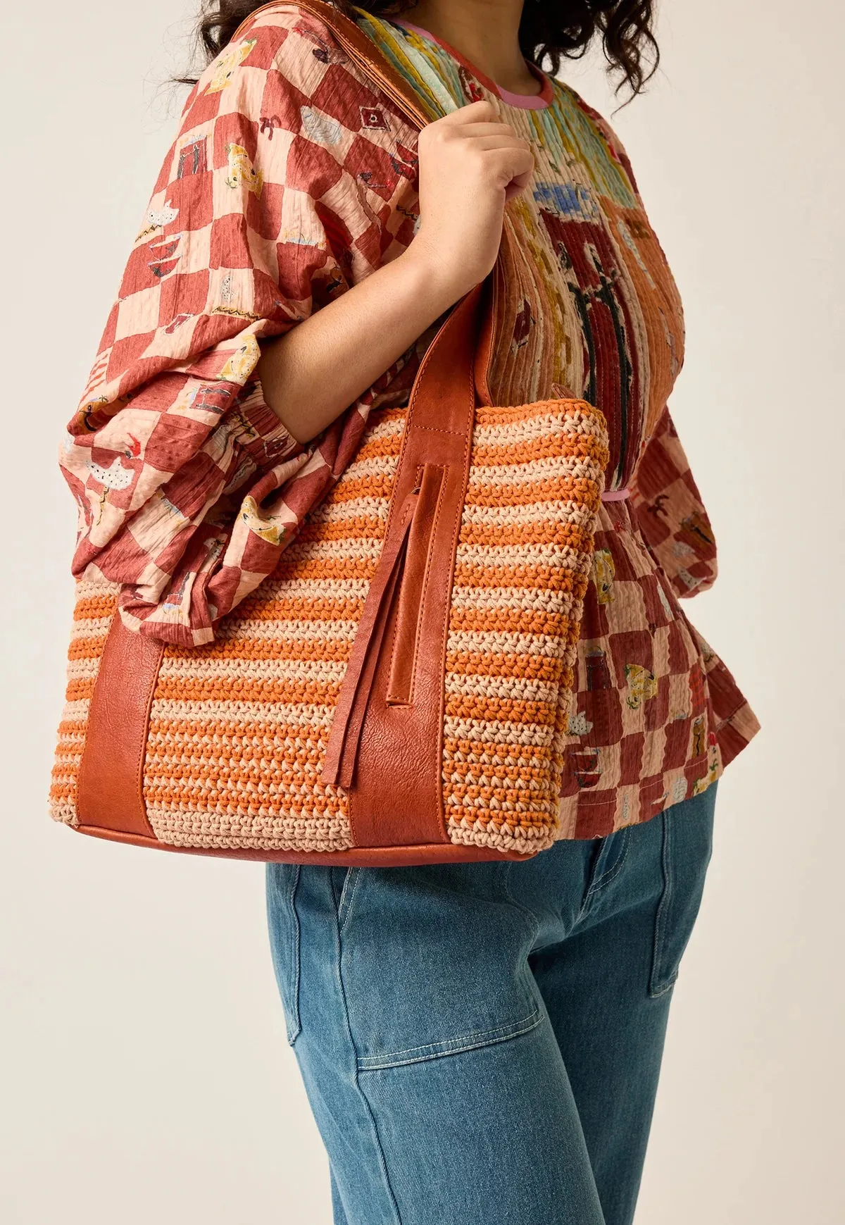 NANCYBIRD - GRANADA TOTE - CROCHET STRIPE