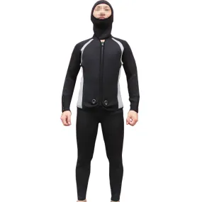 Neoprene fishing suits set SCUBA diving spearfishing wetsuit with 5mm neoprene pants jacket hood 3 in 1 set popular selling