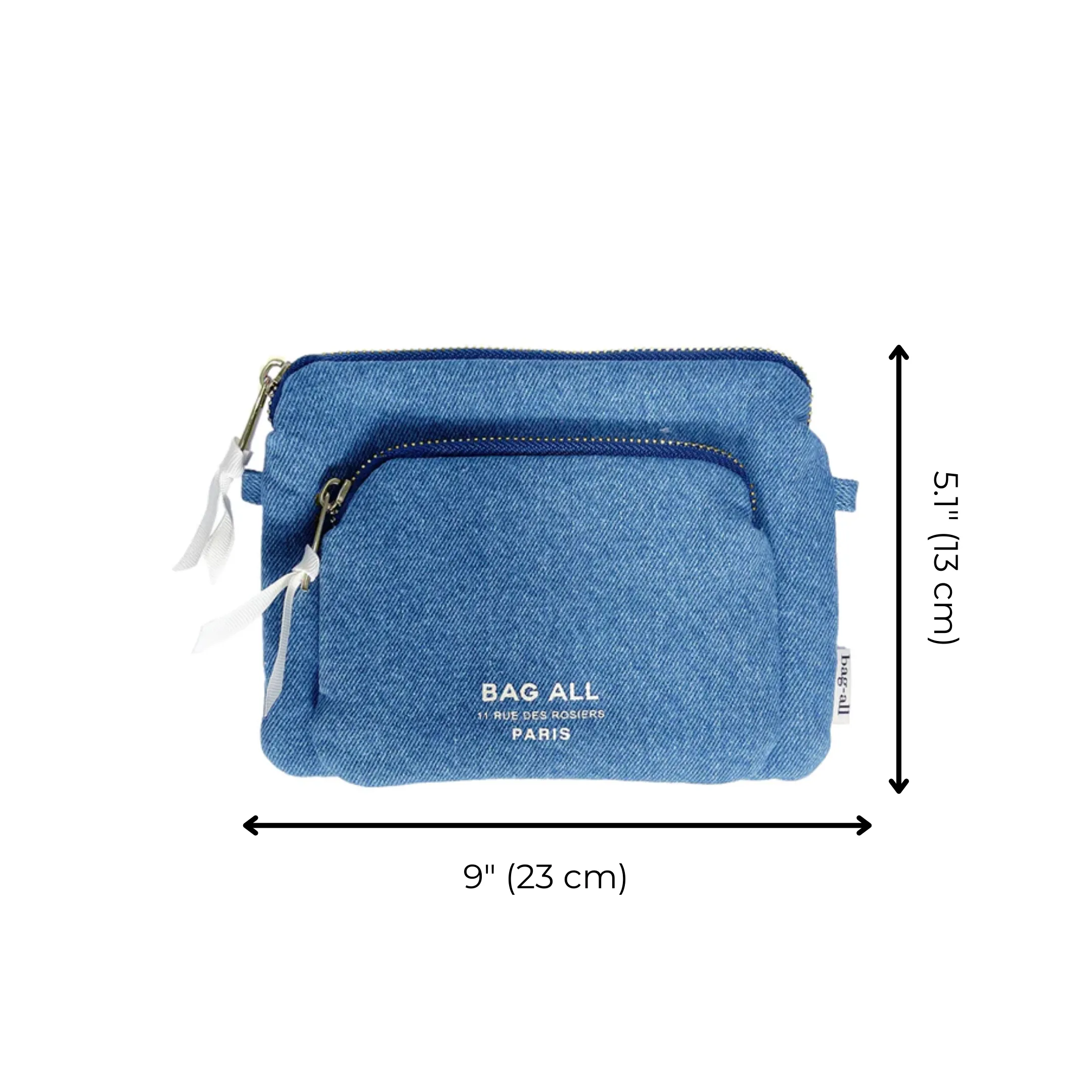 Padded Trinket Pouch Double Pocket, Denim