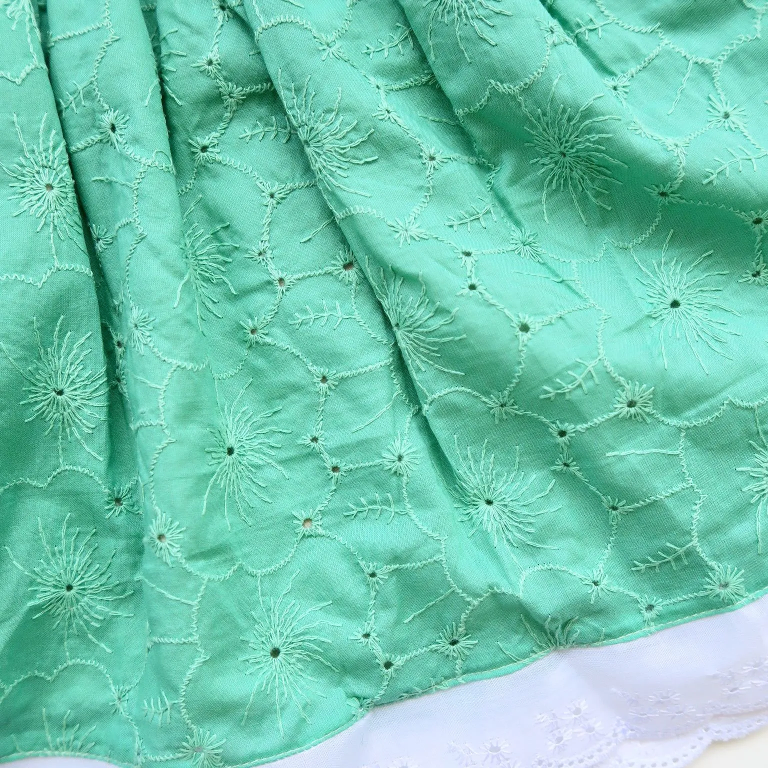 Periwinkle Dress in Jade Floral Eyelet