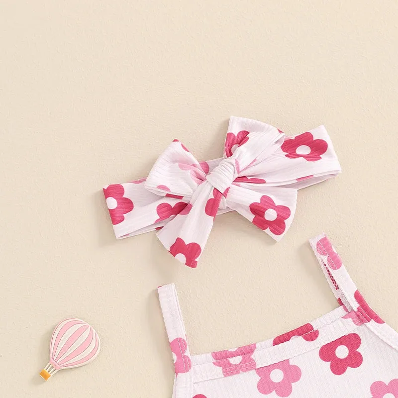 Summer Baby Girls Floral Sleeveless Clothes Set