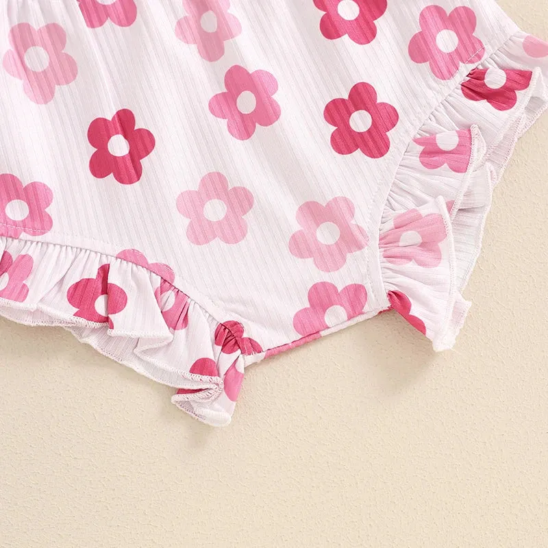 Summer Baby Girls Floral Sleeveless Clothes Set