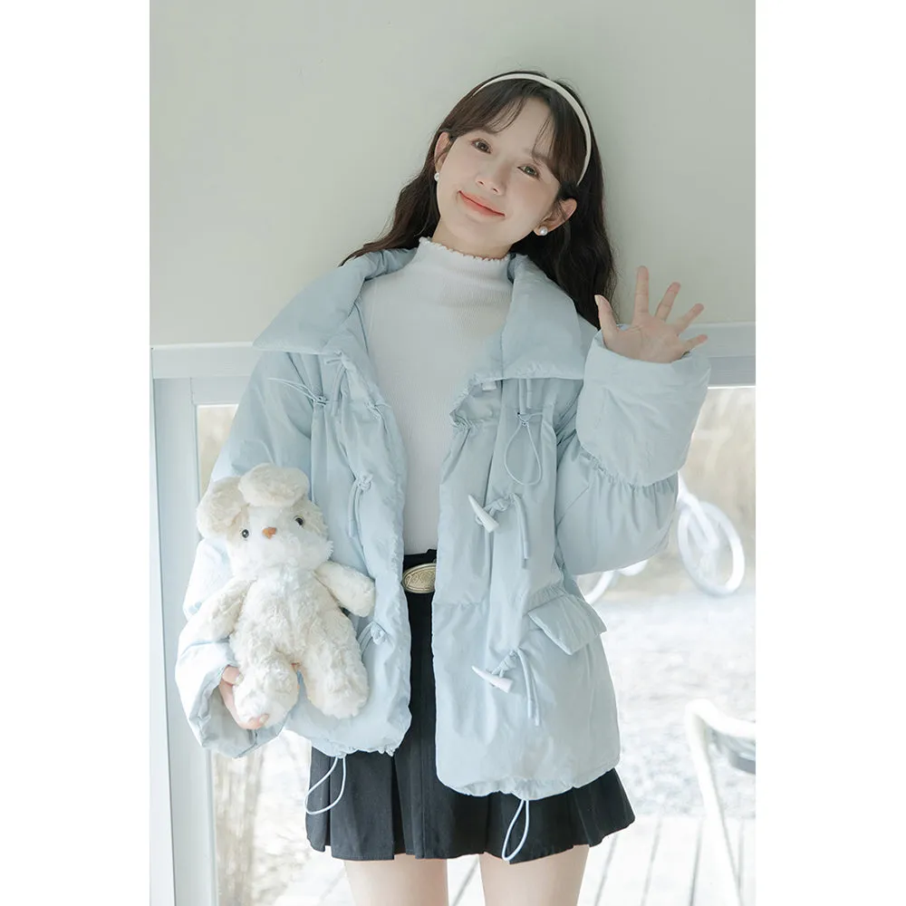 Thickened Short Blue Cotton-padded Down Jacket