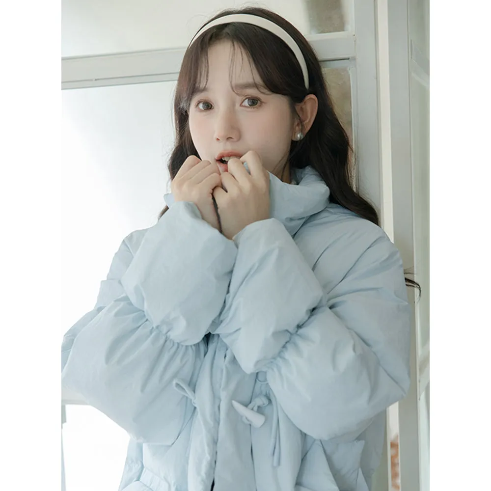 Thickened Short Blue Cotton-padded Down Jacket