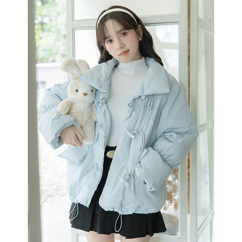 Thickened Short Blue Cotton-padded Down Jacket