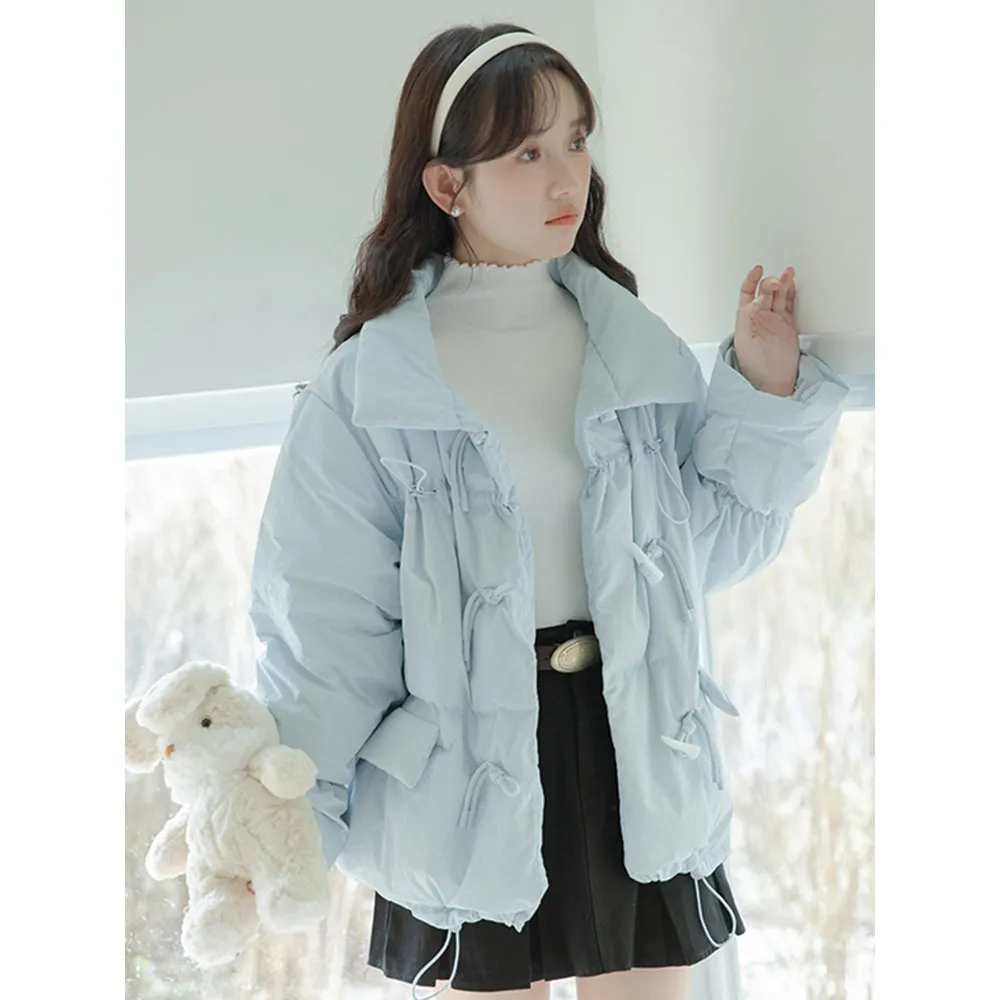 Thickened Short Blue Cotton-padded Down Jacket