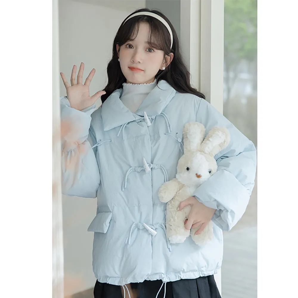 Thickened Short Blue Cotton-padded Down Jacket