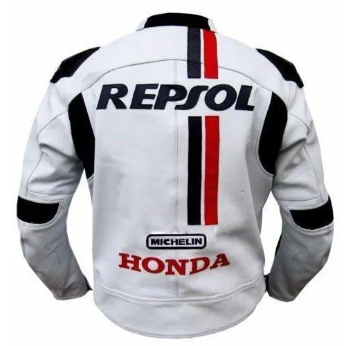 White Honda repsol motorycle jacket with armor protection