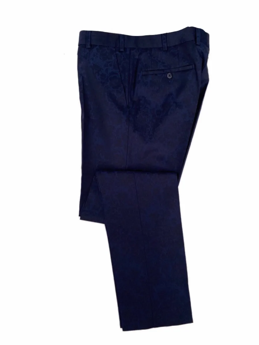 WILVORST Prestige Collection Navy Brocade 3 Piece Dress Suit