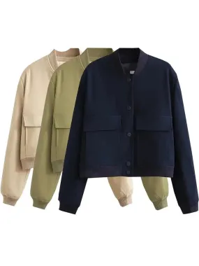 Women Solid Bomber Jackets